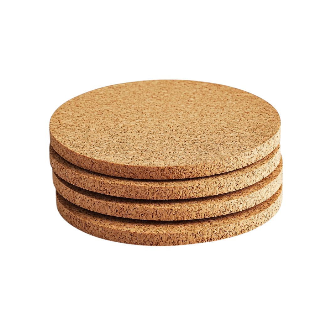 Plvqx Natural Cork Coasters - Heat-Resistant Drink Mats for Coffee Tables - Soft & Durable Protection - Modern Eco-Friendly Design - Set of 6