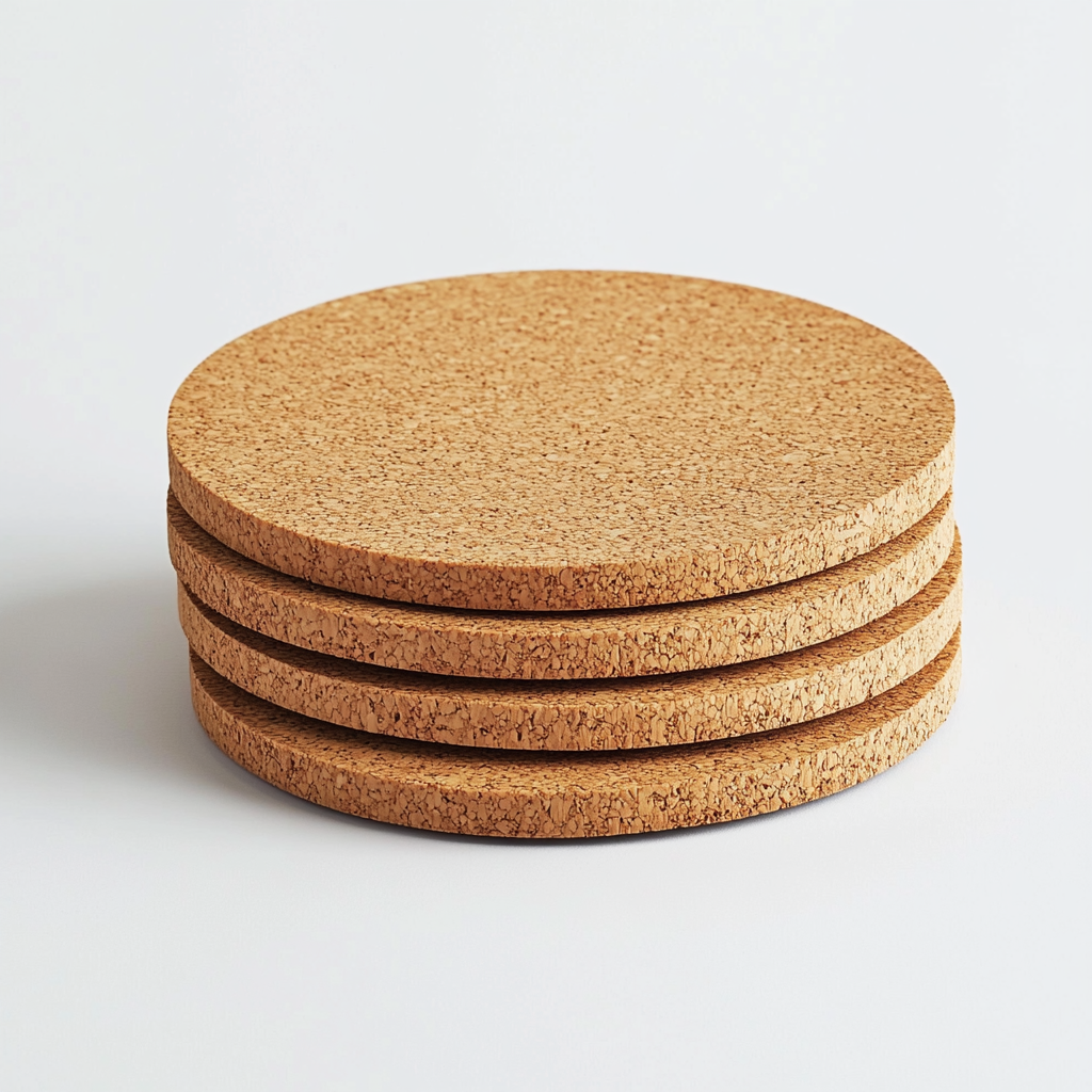 Plvqx Natural Cork Coasters - Heat-Resistant Drink Mats for Coffee Tables - Soft & Durable Protection - Modern Eco-Friendly Design - Set of 6