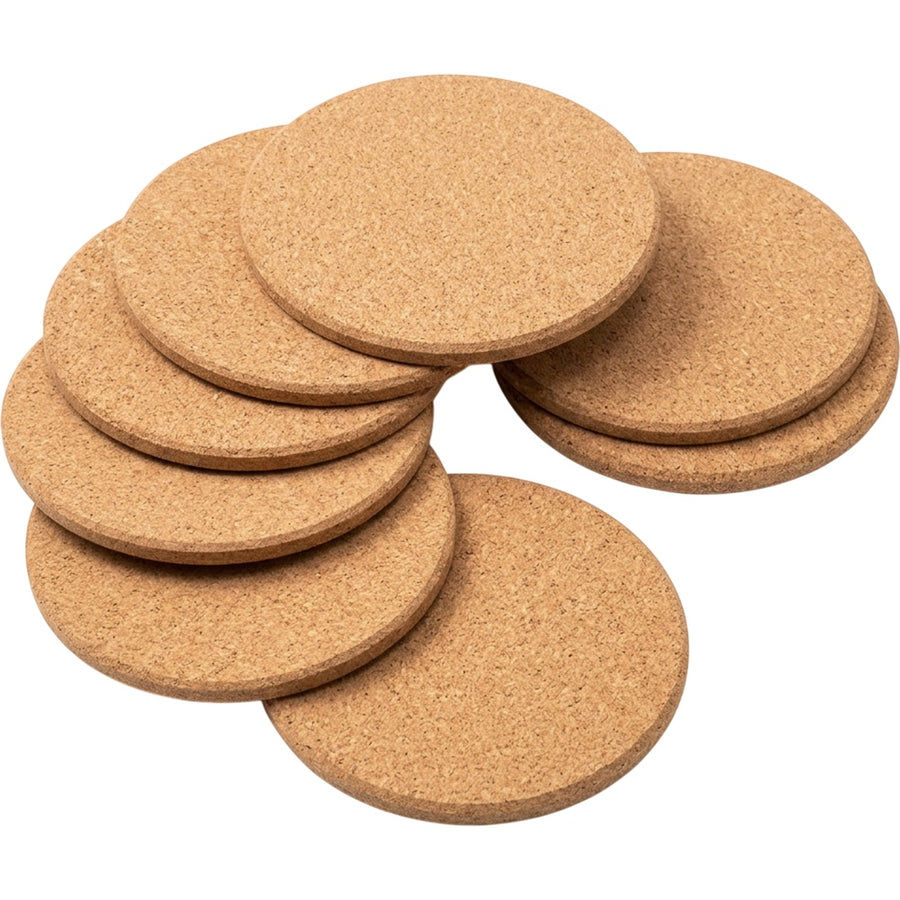 Plvqx Round Cork Coasters Six Piece Natural