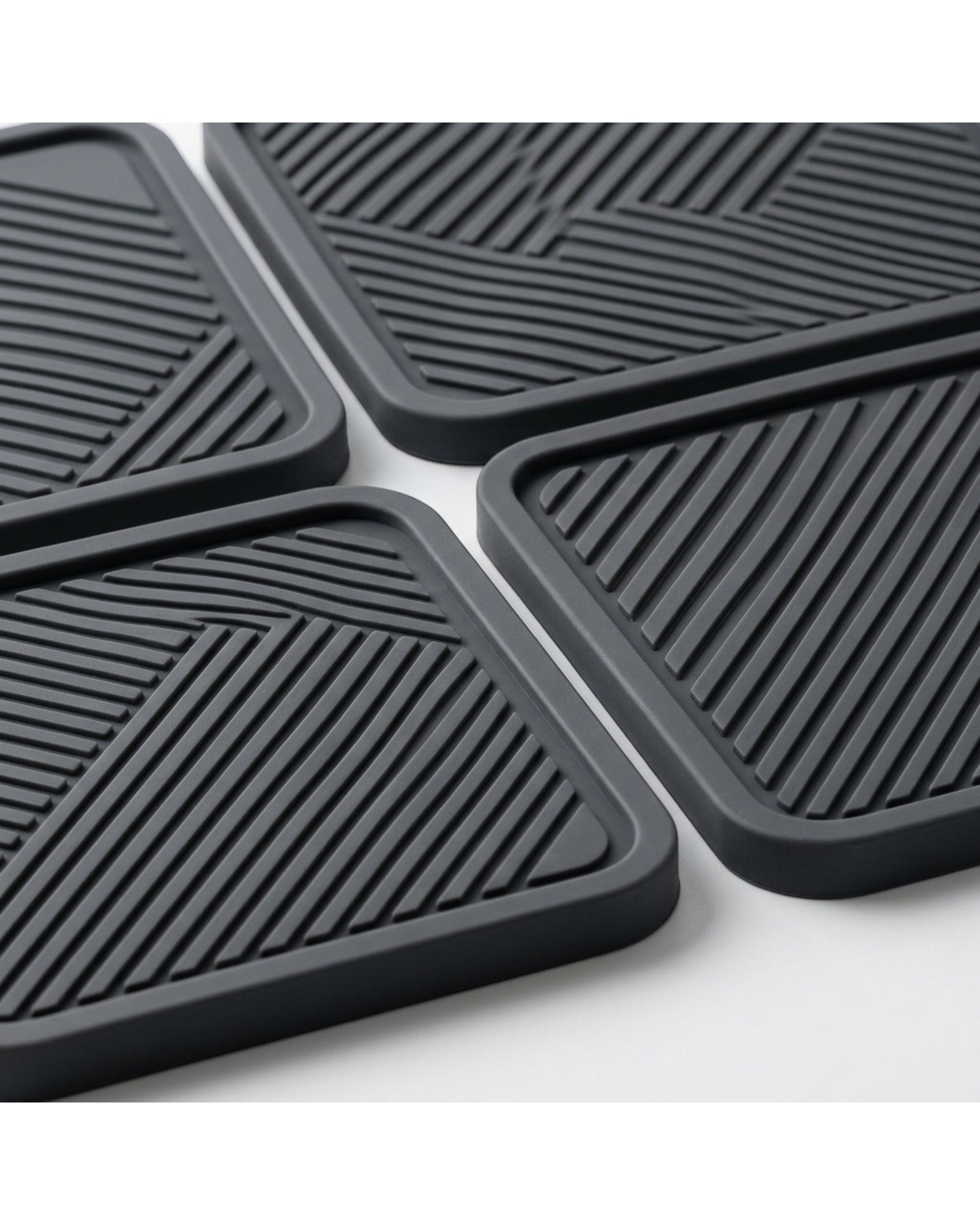 Plvqx Square Silicone Coasters Four Piece Charcoal - Detail view