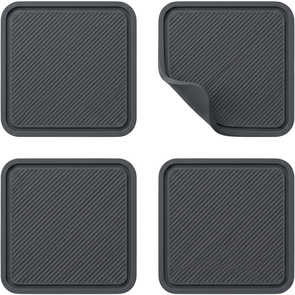 Plvqx Square Silicone Coasters Four Piece Charcoal - Product view