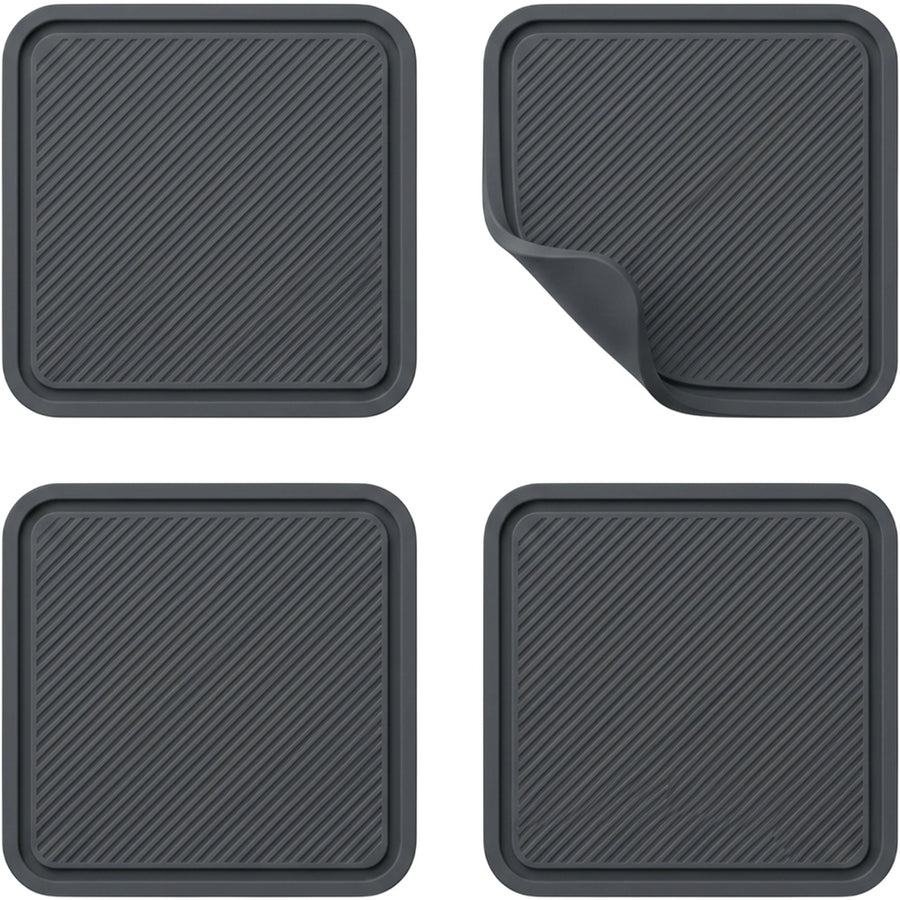 Plvqx Square Silicone Coasters Four Piece Charcoal